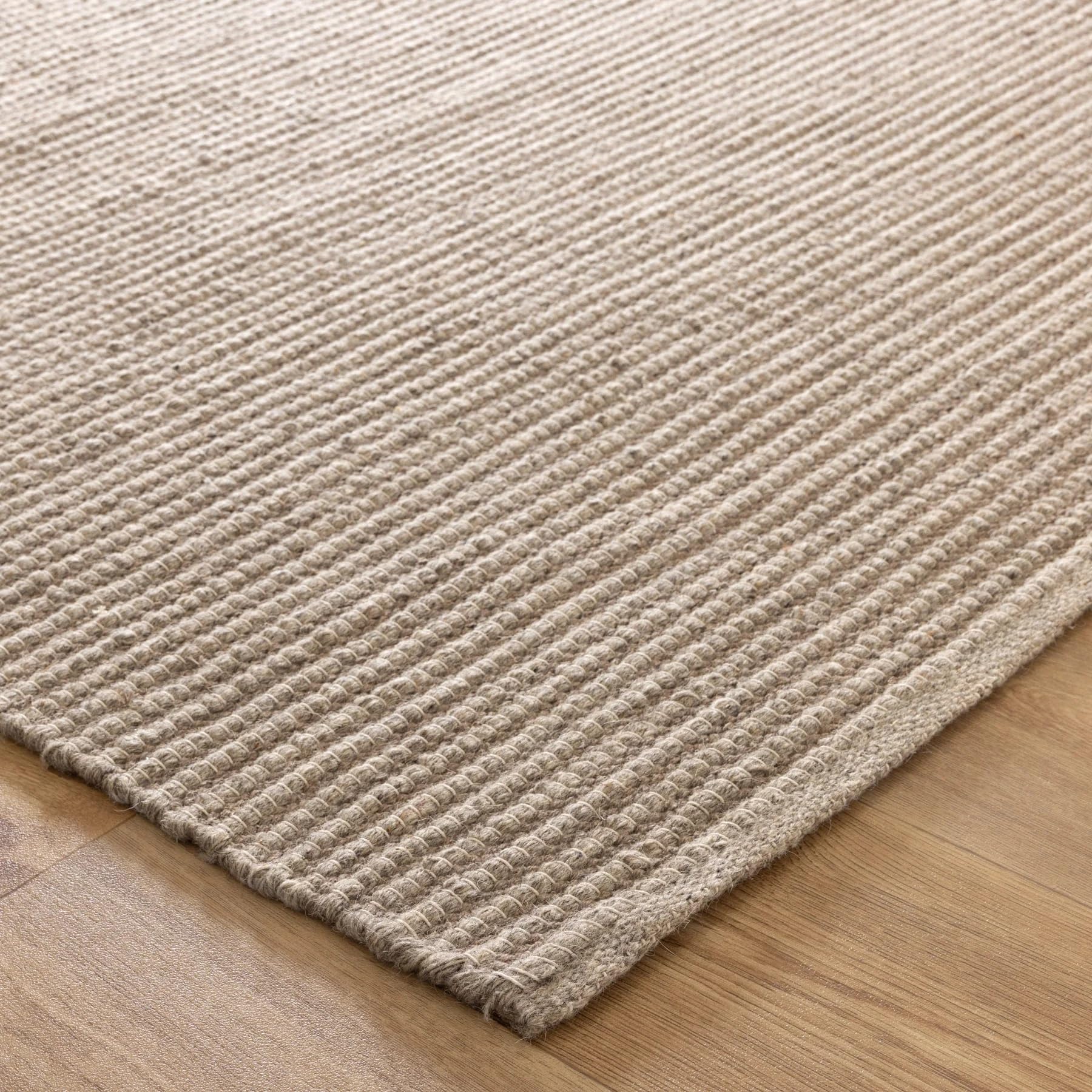 Wool Cotton Hand Woven Chunky Knit Popcorn Rug - Ivory